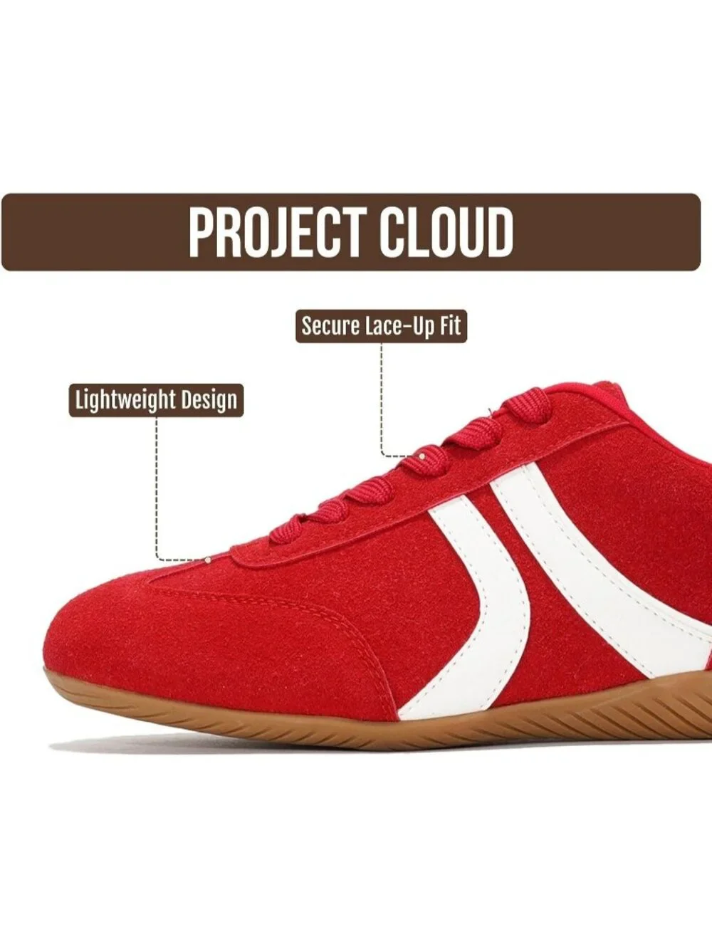 Women's Red Non-Slip Barefoot Soft Memory Foam Soft Memory Foam Casual Sneakers